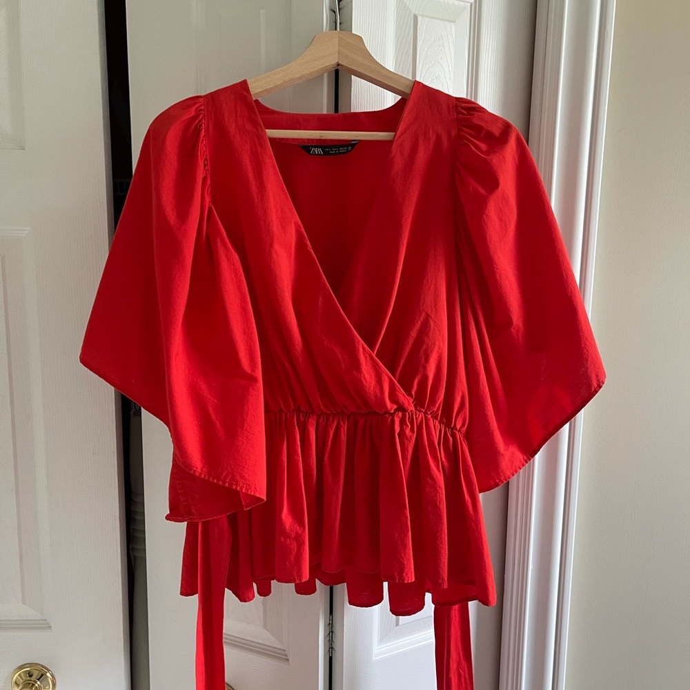 ZARA RED WRAP TOP - Picture 4 of 4